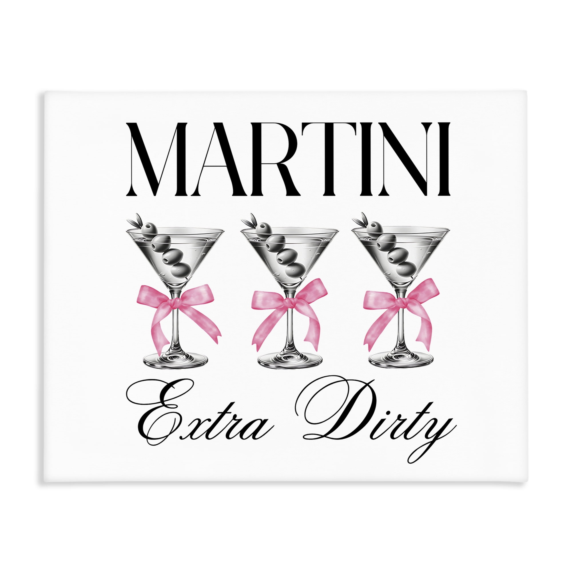 Stupell Industries Pink Ribbon Martini Trio Canvas Wall Art, design by Lettered and Lined