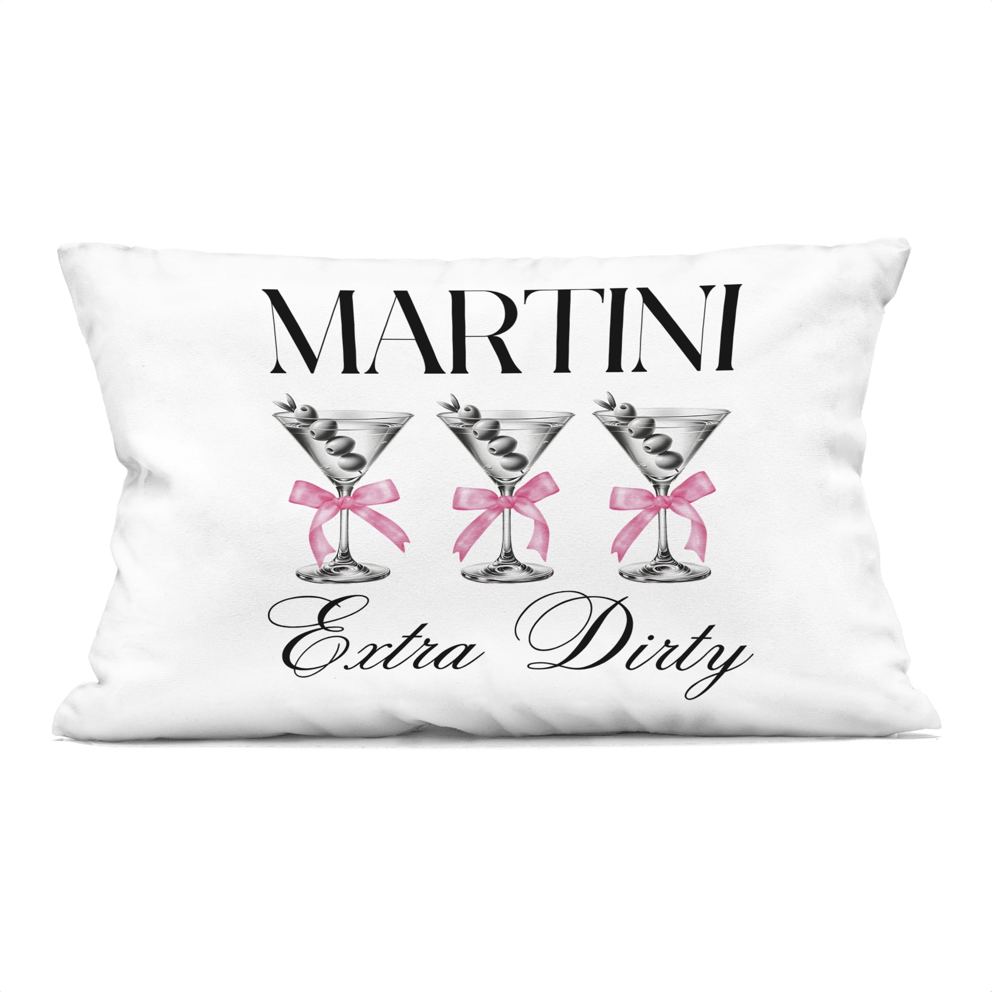 Stupell Industries Pink Ribbon Martini Trio Decorative Printed Throw Pillow, design by Lettered and Lined, 14 x 7 x 20