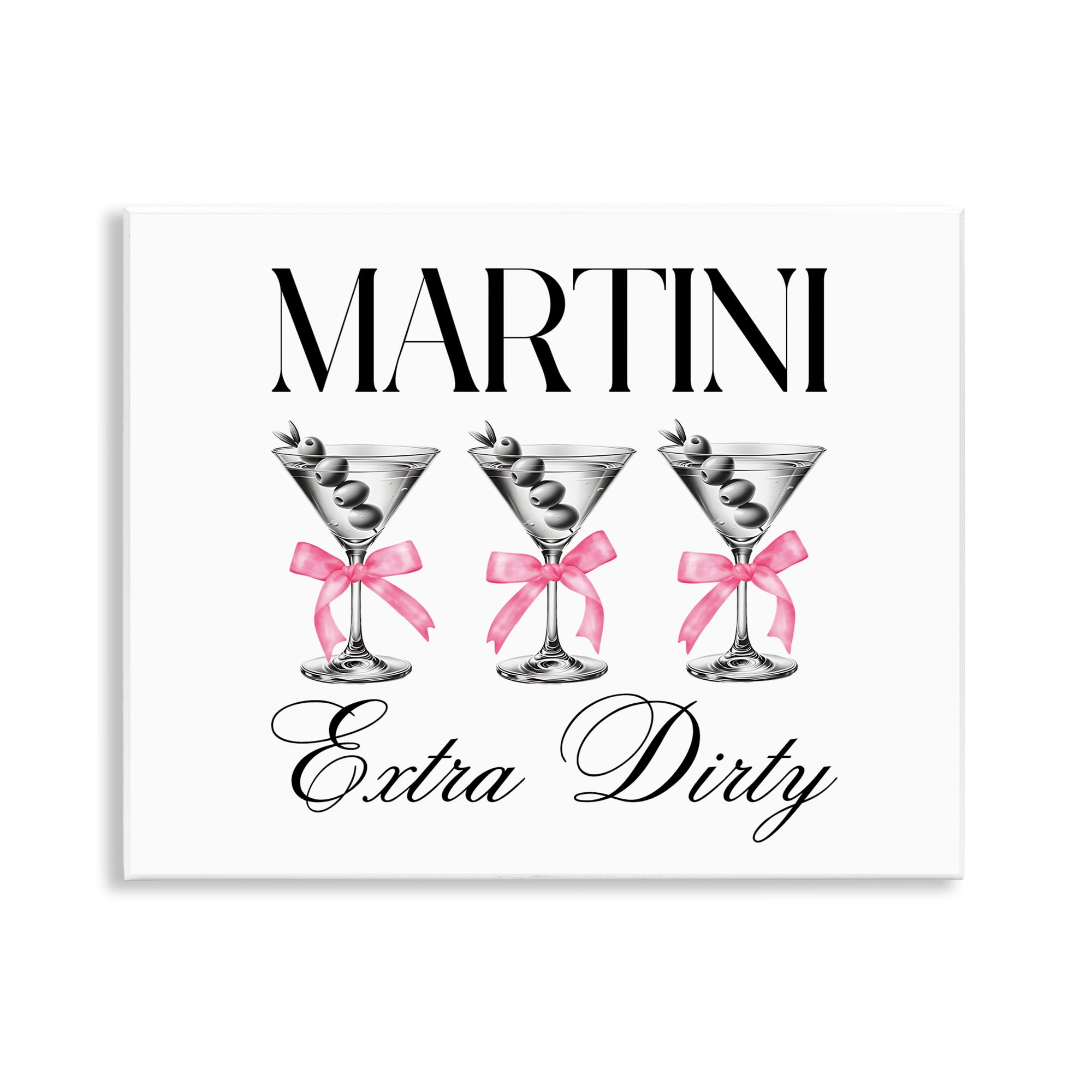 Stupell Industries Pink Ribbon Martini Trio Wall Plaque Art, design by Lettered and Lined