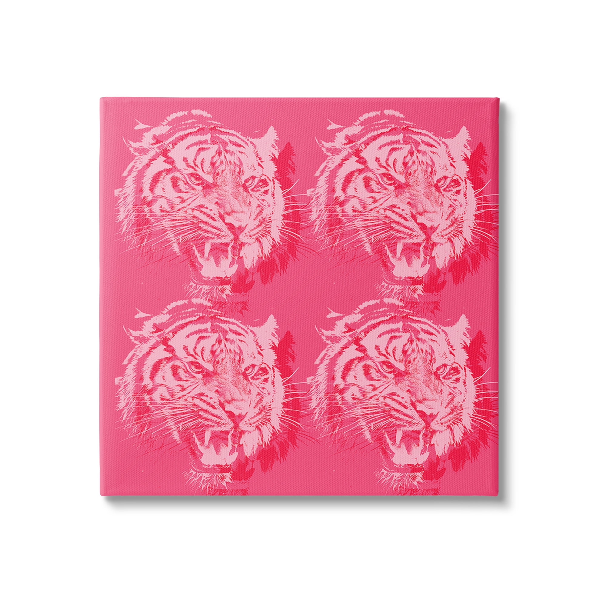 Pink Abstract Roaring Tigers Canvas Wall Art, 30 x 30