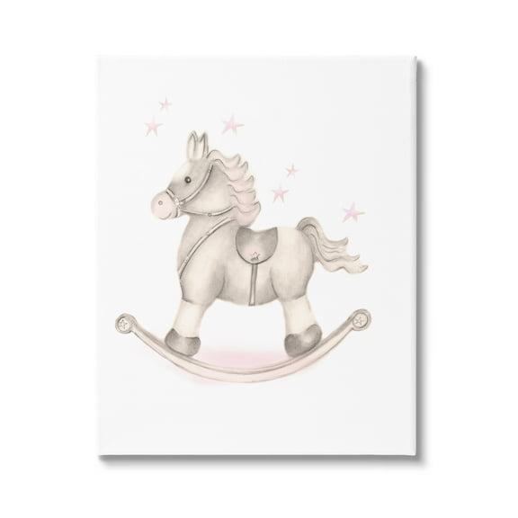 Stupell Industries Pink Rocking Horse Kids Nursery Toy Illustration Graphic Art Gallery Wrapped Canvas Print Wall Art, Design by Studio Q