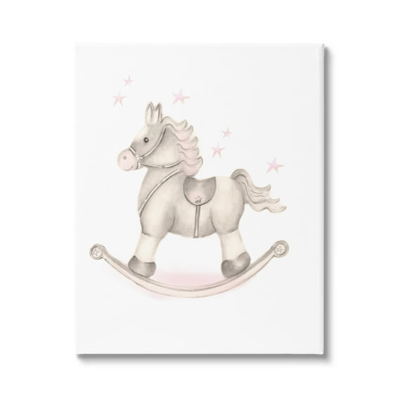 Stupell Industries Pink Rocking Horse Kids Nursery Toy Illustration Graphic Art Gallery Wrapped Canvas Print Wall Art, Design by Studio Q