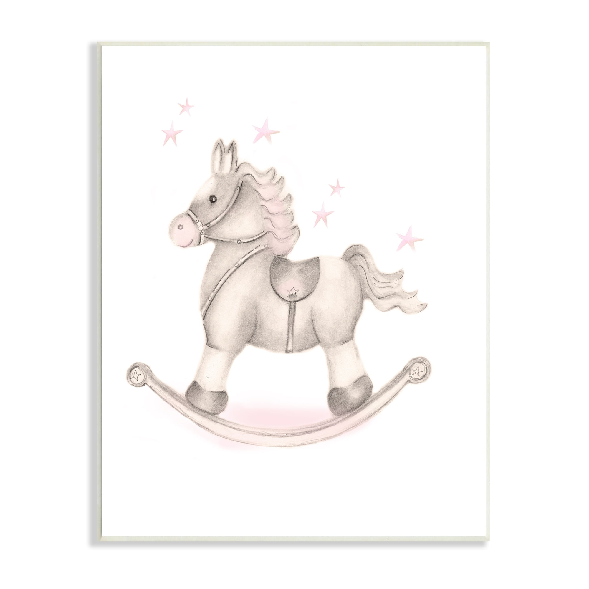 Stupell Industries Pink Rocking Horse Kids Nursery Toy Illustration Graphic Art Unframed Art Print Wall Art, Design by Studio Q