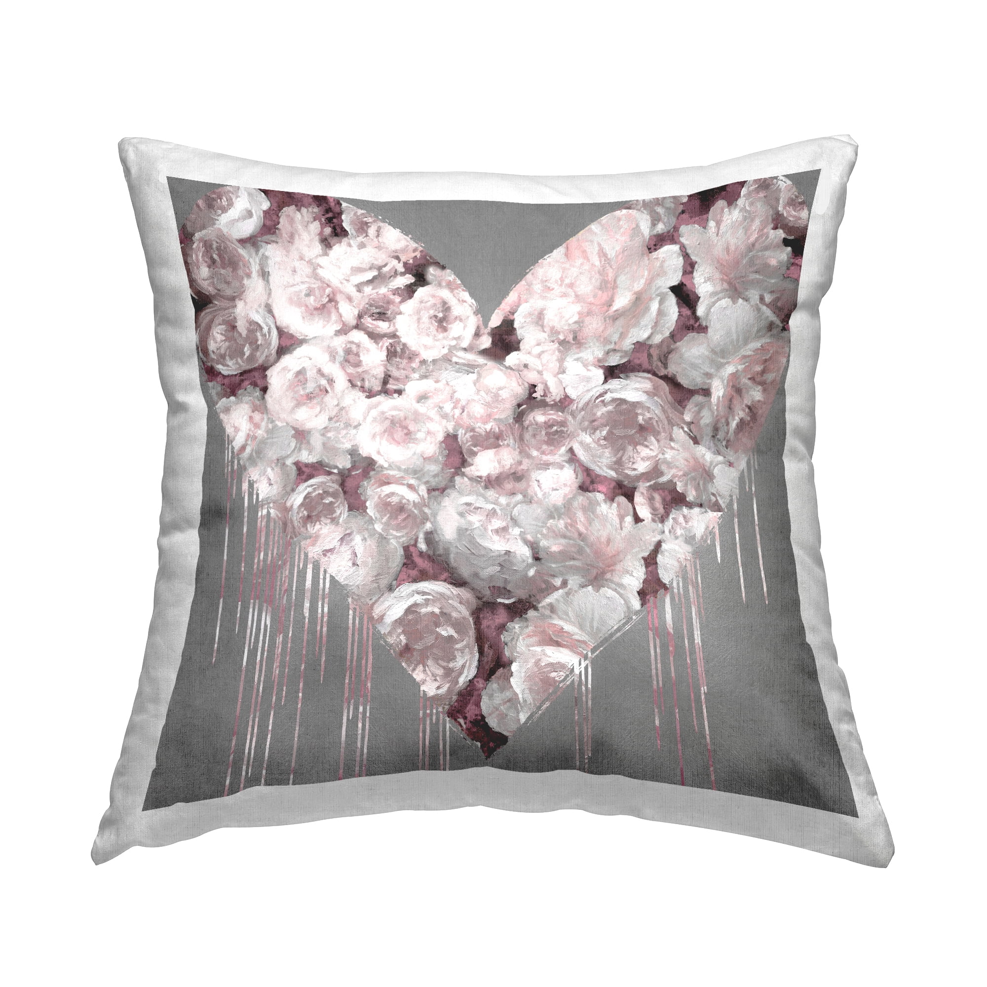 Stupell Industries Pink Rose Blooms Heart Printed Throw Pillow Design by Lindsay Rodgers