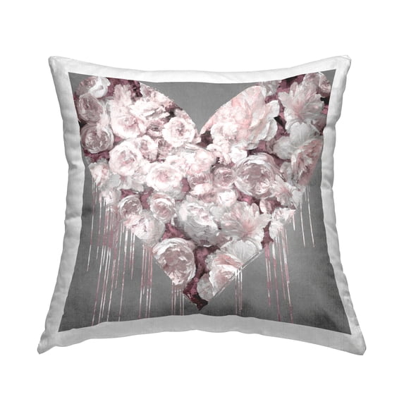 Stupell Industries Pink Rose Blooms Heart Printed Throw Pillow Design by Lindsay Rodgers