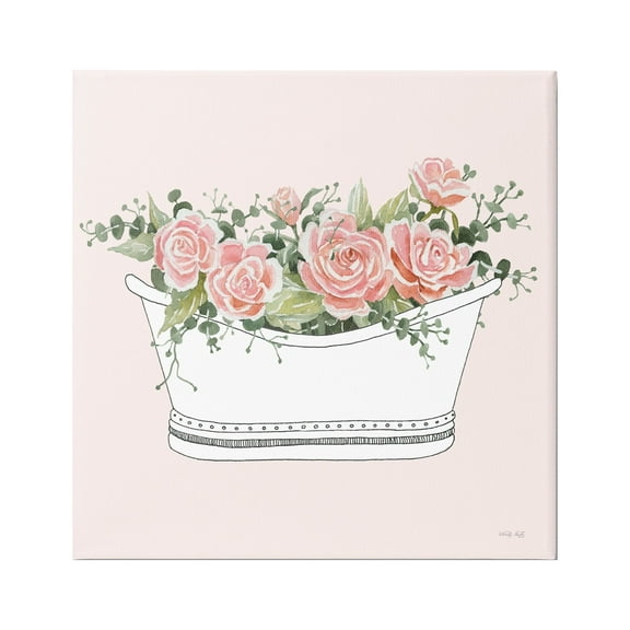 Stupell Industries Pink Rose Blossoms Casual Bathroom Bathtub Planter Graphic Art Gallery Wrapped Canvas Print Wall Art, Design by Cindy Jacobs