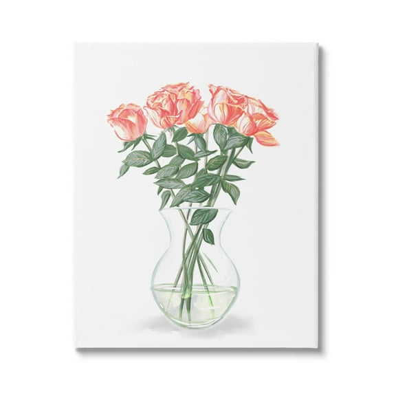 Stupell Industries Pink Rose Bouquet Glass Vase Still Life Painting Gallery Wrapped Canvas Print Wall Art, Design by Ziwei Li