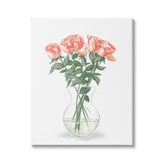 Stupell Industries Pink Rose Bouquet Glass Vase Still Life Painting Gallery Wrapped Canvas Print Wall Art, Design by Ziwei Li