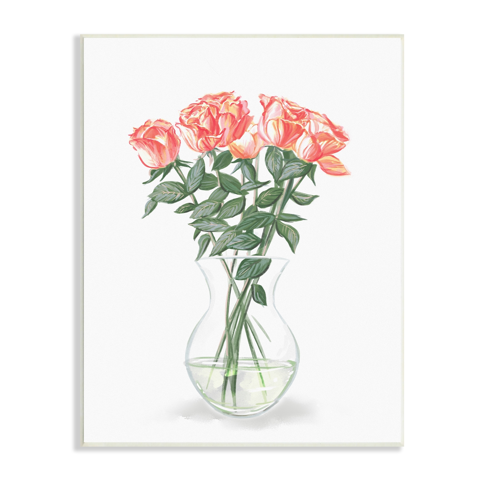 Stupell Industries Pink Rose Bouquet Glass Vase Still Life Painting Unframed Art Print Wall Art, Design by Ziwei Li