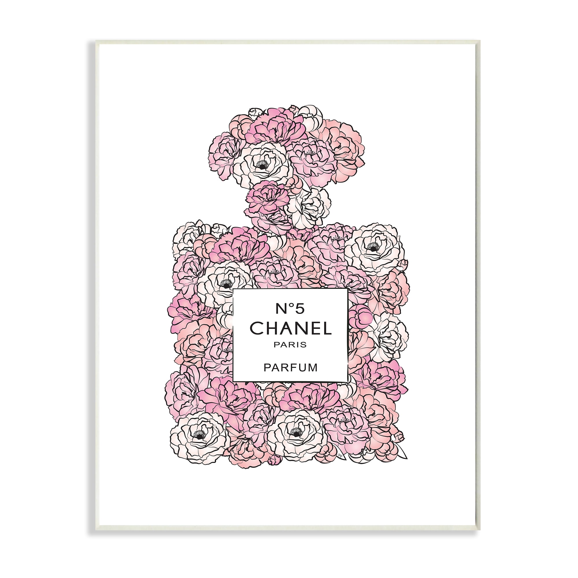 Stupell Industries Pink Rose Floral Perfume Bottle Designer Fashion Botanical & Floral Painting Wall Plaque Art Print Wall Art, 10 x 15