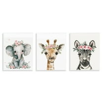 Stupell Industries Pink Rose Jungle Animals Animals Painting Unframed Art Print Wall Art, 11 x 14, Set of 3