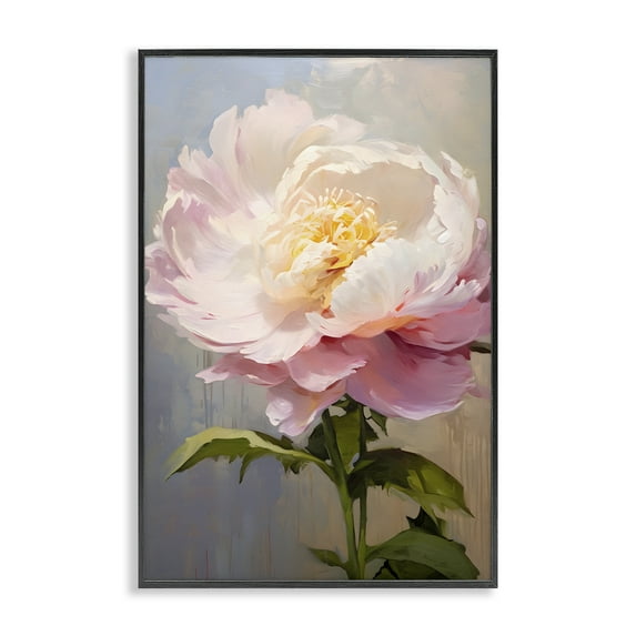 Stupell Industries Pink Rose in Bloom Botanical & Floral Painting Black Framed Art Print Wall Art, 12 x 18