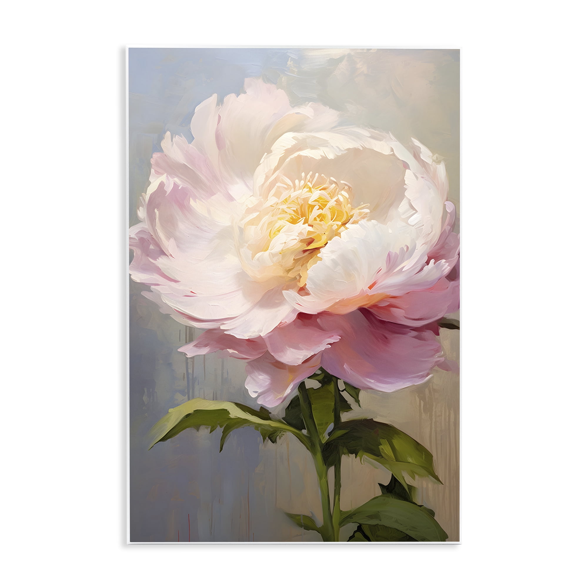 Stupell Industries Pink Rose in Bloom Botanical & Floral Painting Unframed Art Print Wall Art, 13 x 19