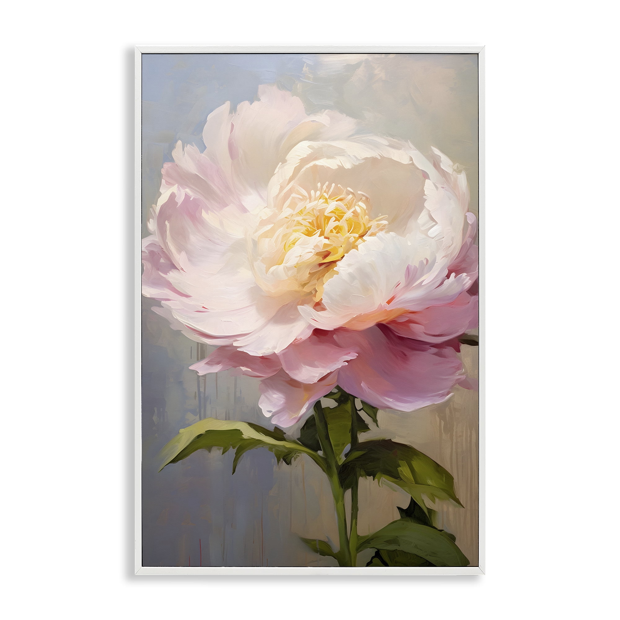 Stupell Industries Pink Rose in Bloom Botanical & Floral Painting White Framed Art Print Wall Art, 12 x 18