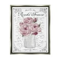 thumbnail image 1 of Stupell Industries Pink Roses Bouquet French Words Fancy Script Background Graphic Art Luster Gray Floating Framed Canvas Print Wall Art, Design by Lettered and Lined, 1 of 5