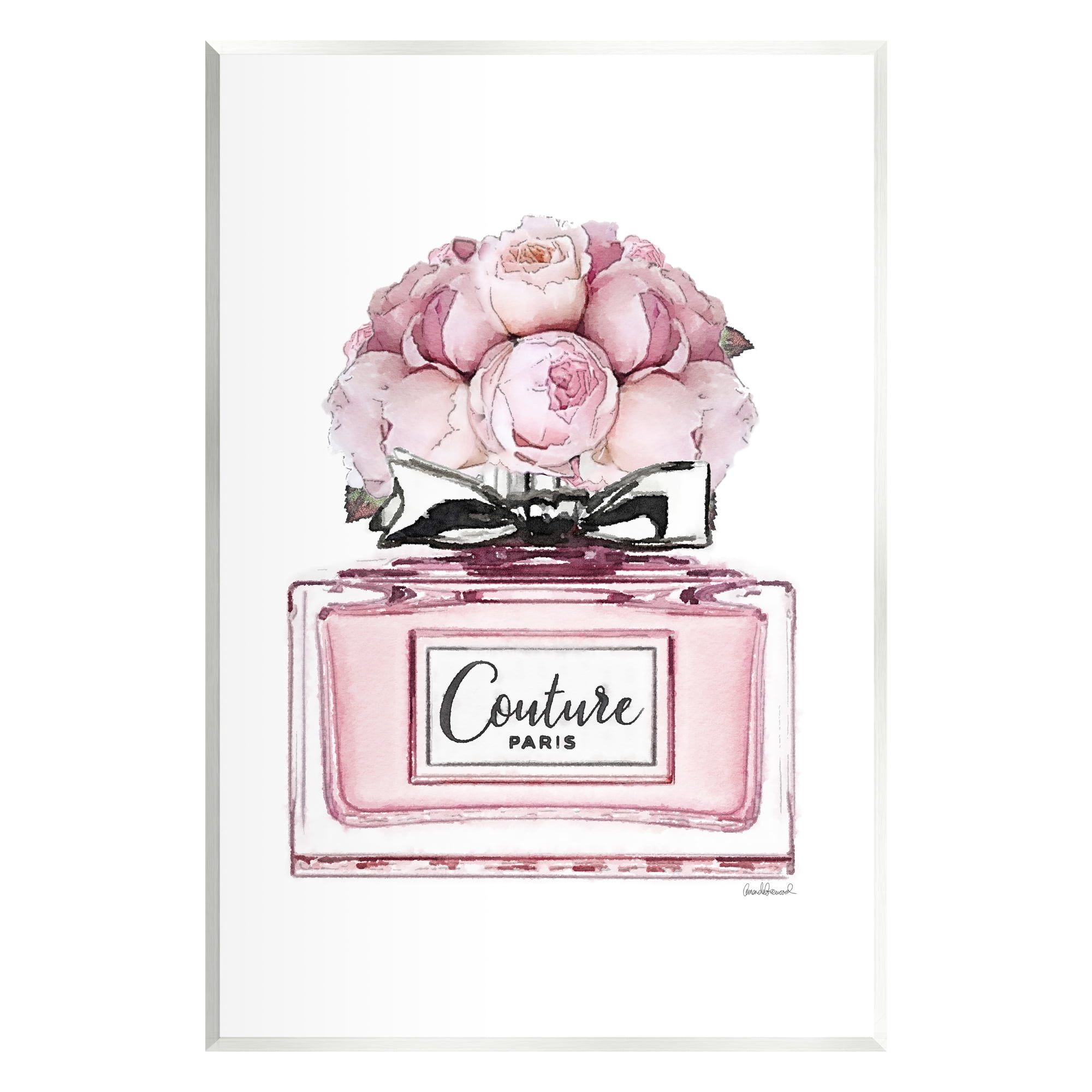 Stupell Industries Pink Roses Perfume Botanical & Floral Painting Unframed Art Print Wall Art, 13 x 19