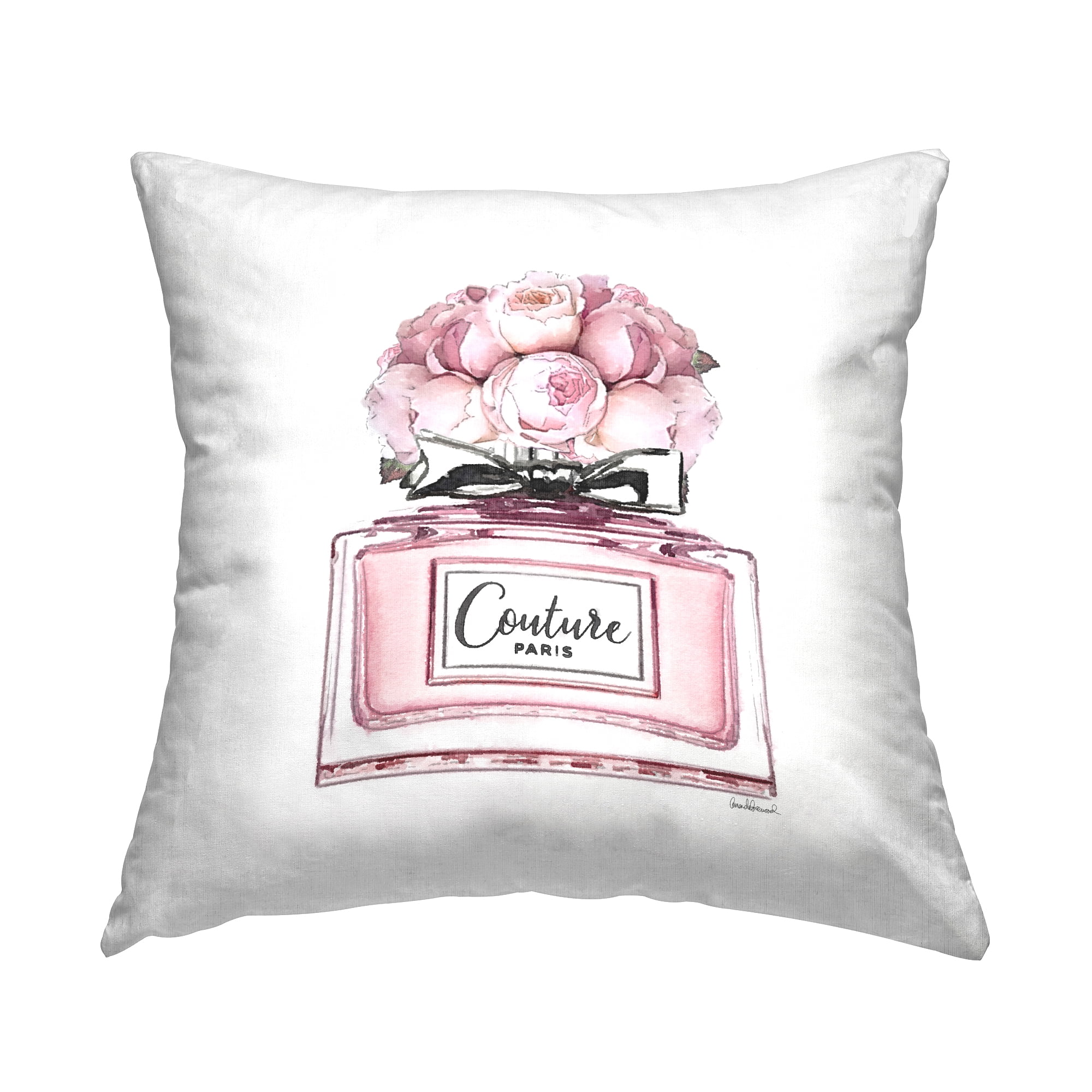 Stupell Industries Pink Roses Perfume Decorative Printed Throw Pillow, 18 x 18