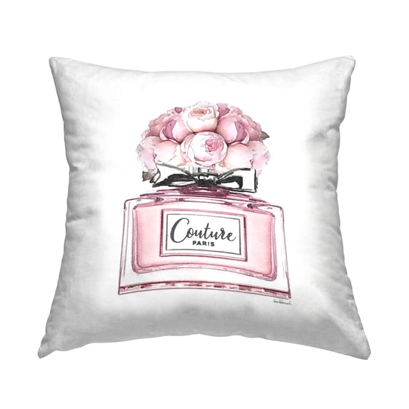 Stupell Industries Pink Roses Perfume Decorative Printed Throw Pillow, 18 x 18