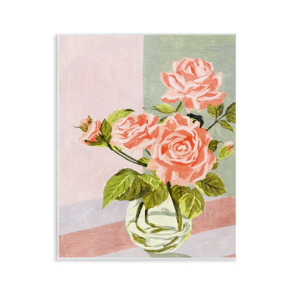 Stupell Industries Pink Roses on Pastels Plants & Flowers Painting Unframed Art Print Wall Art, 11 x 14