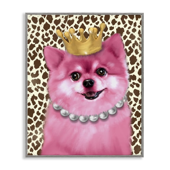 Stupell Industries Eclectic Pink Royal Pomeranian Gray Framed Giclee Art, 24 x 30, by Matthew Piotrowicz