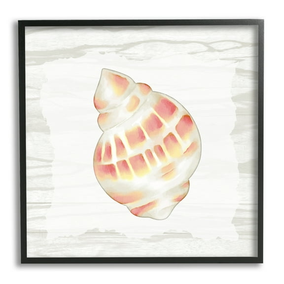 Stupell Industries Pink Rustic Seashell Animals & Insects Painting Black Framed Art Print Wall Art, 12 x 12