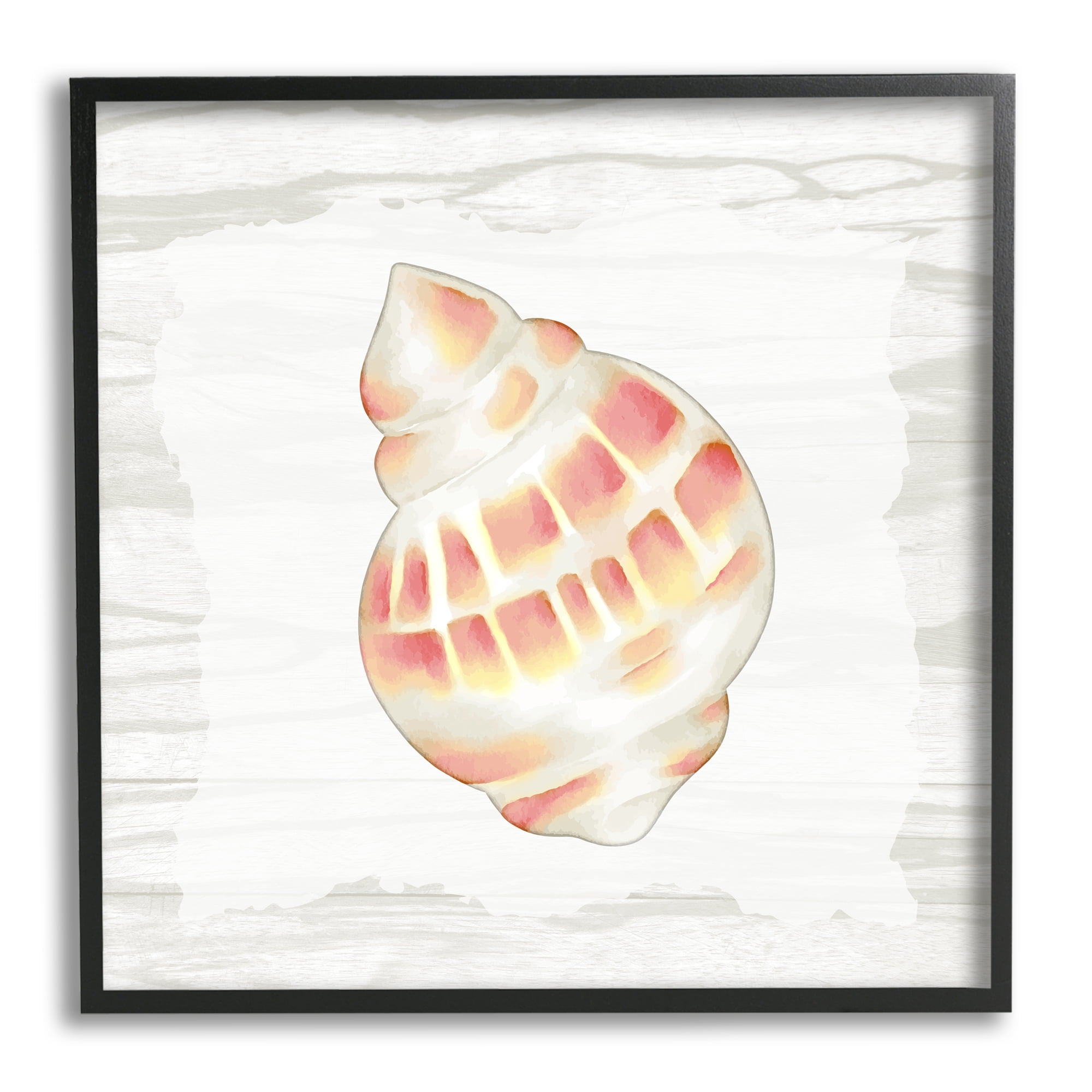 Stupell Industries Pink Rustic Seashell Animals & Insects Painting Black Framed Art Print Wall Art, 17 x 17