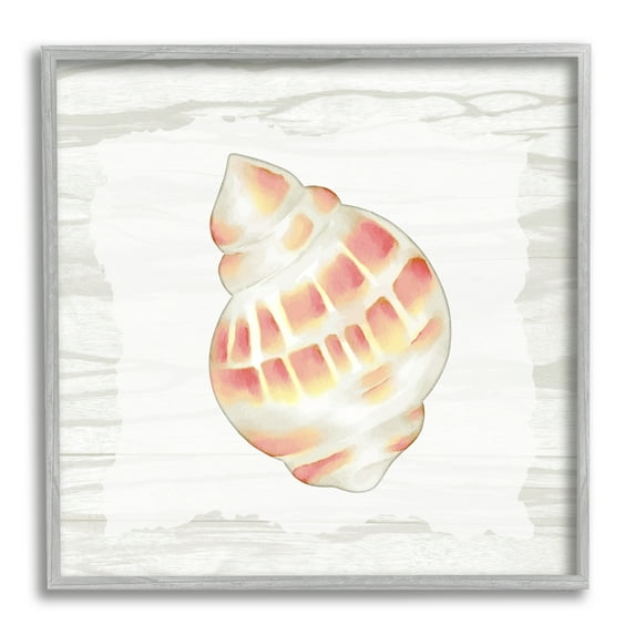 Stupell Industries Pink Rustic Seashell Animals & Insects Painting Gray Framed Art Print Wall Art, 17 x 17
