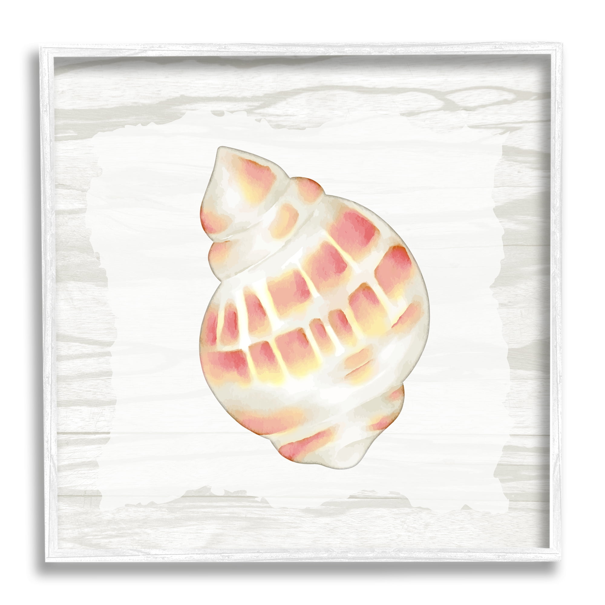Stupell Industries Pink Rustic Seashell Animals & Insects Painting White Framed Art Print Wall Art, 12 x 12