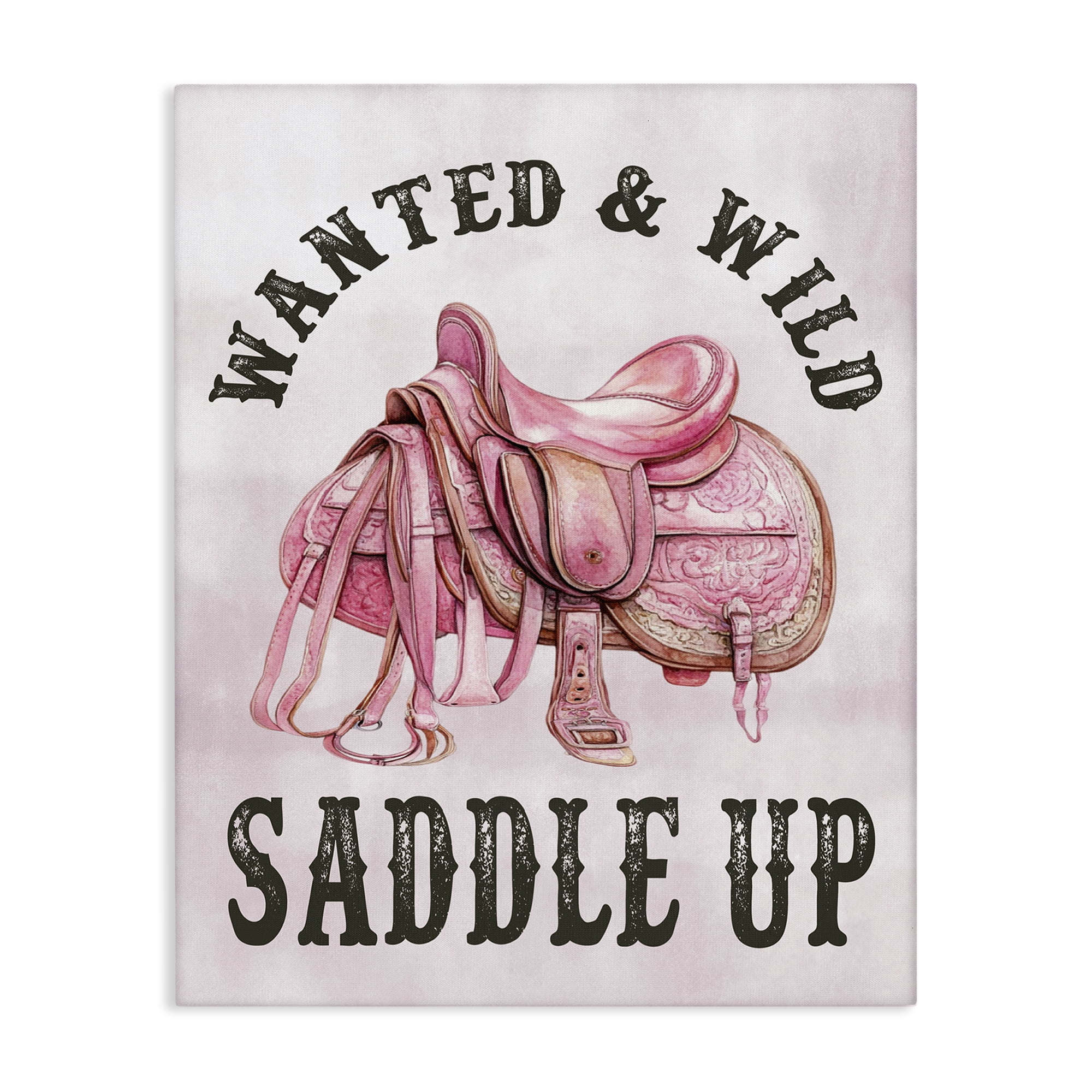 Stupell Industries Pink Saddle Up Cowgirl Text & Numbers Painting Wrapped Canvas Art Print Wall Art, 16 x 20