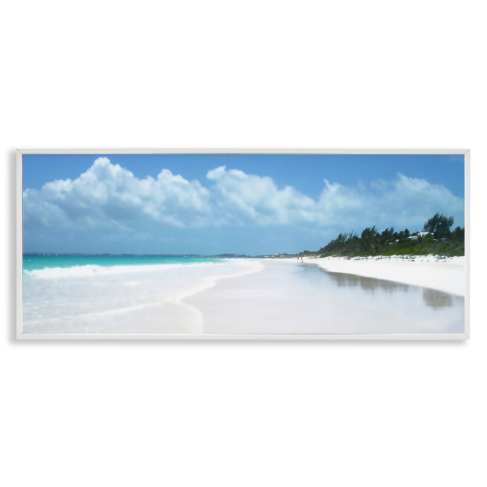 Stupell Industries Pink Sands Shore Landscape Photography White Framed Art Print Wall Art, 24 x 10