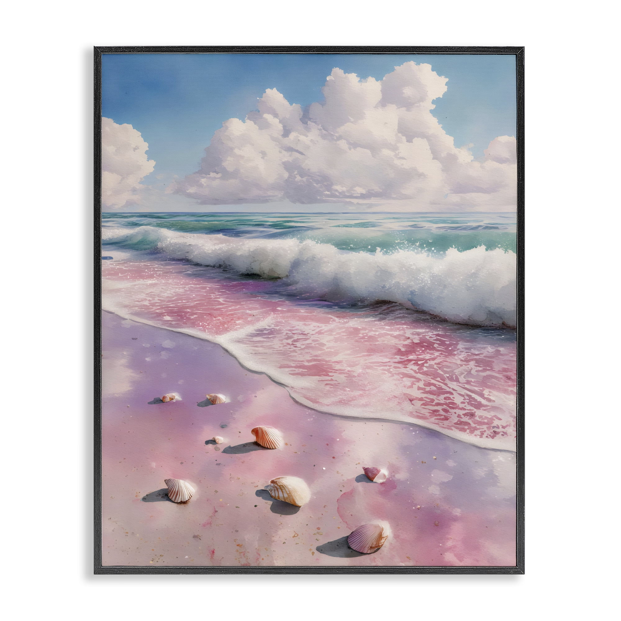 Stupell Industries Pink Sands with Scattered Shells Black Framed Giclee Art, design by Franklyn Gregory
