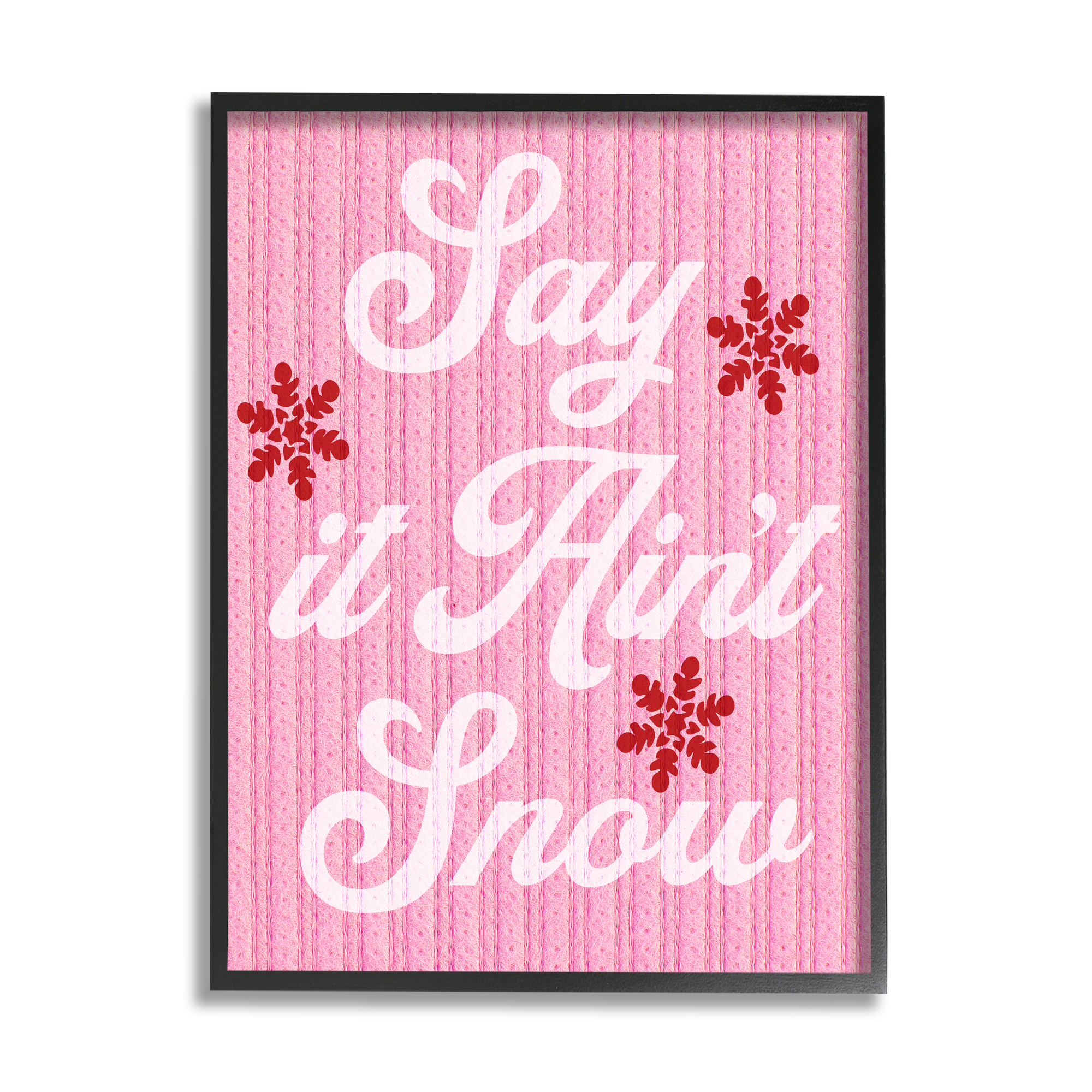 Stupell Industries Pink Say It Ain't Snow Holiday Painting Black Framed Art Print Wall Art, 16 x 20