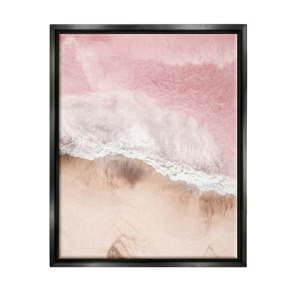 Stupell Industries Pink Sea Beach Shore Nature Photography Black Floater Framed Art Print Wall Art, 25 x 31