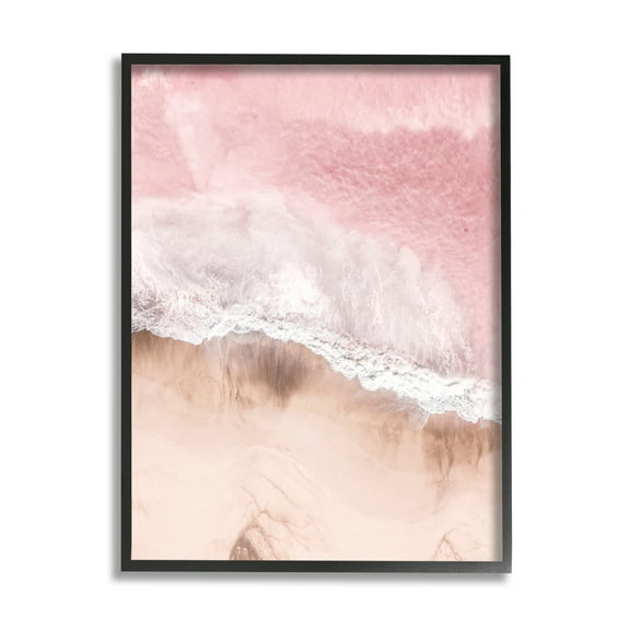 Stupell Industries Pink Sea Beach Shore Nature Photography Black Framed Art Print Wall Art, 11 x 14