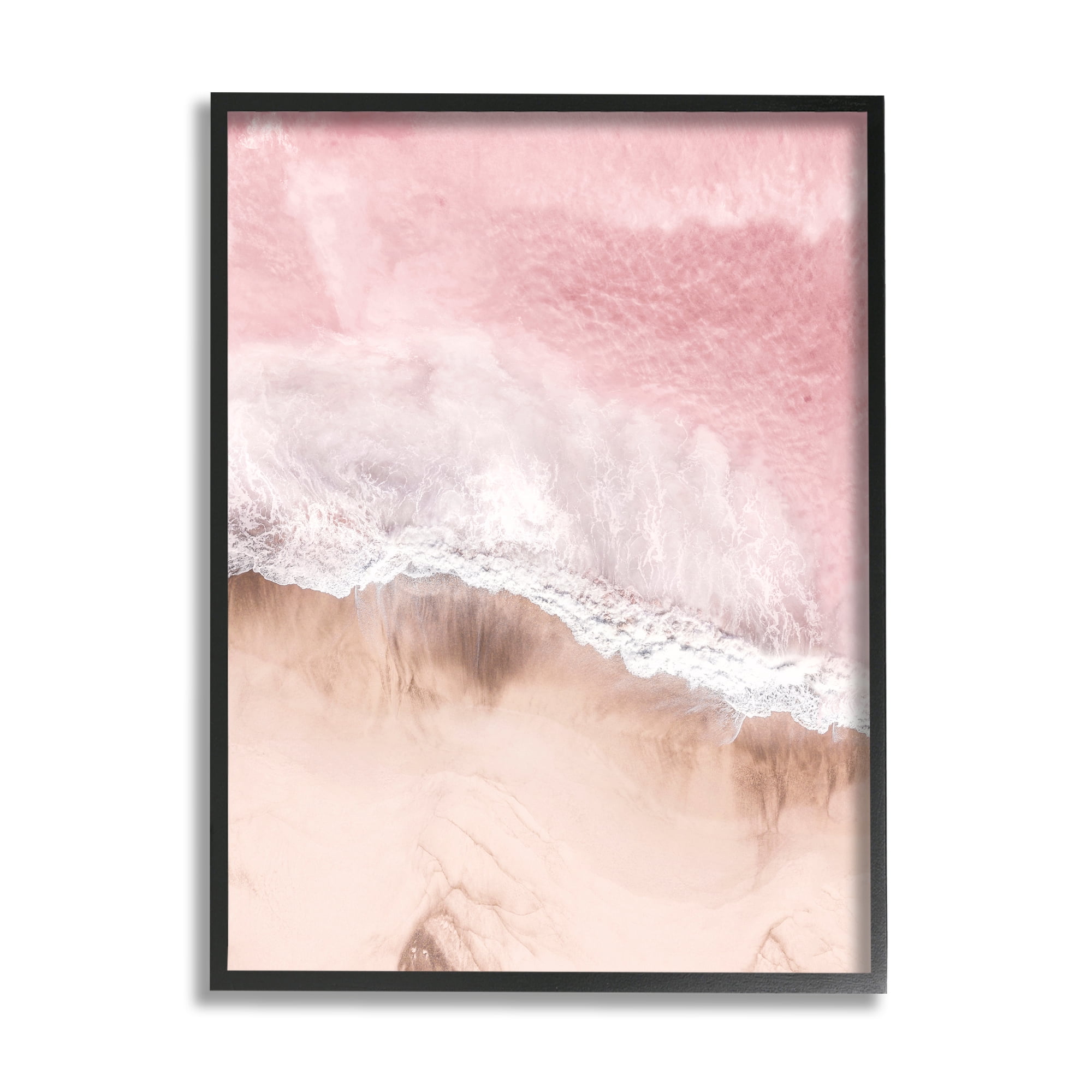Stupell Industries Pink Sea Beach Shore Nature Photography Black Framed Art Print Wall Art, 24 x 30