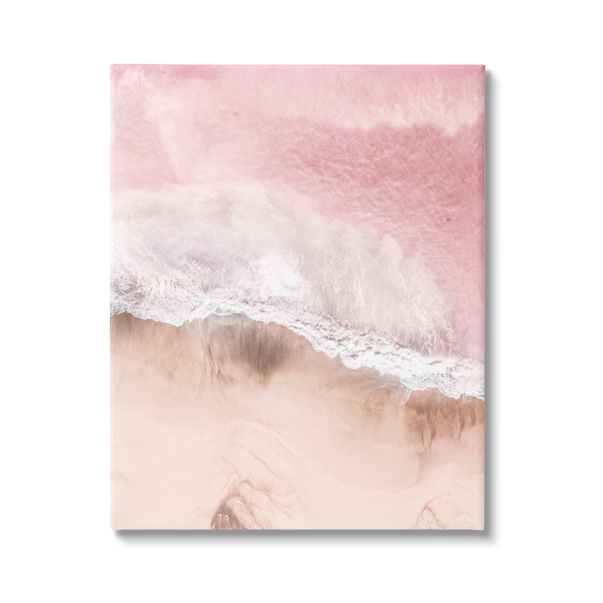 Stupell Industries Pink Sea Beach Shore Nature Photography Gallery Wrapped Canvas Print Wall Art, 16 x 20