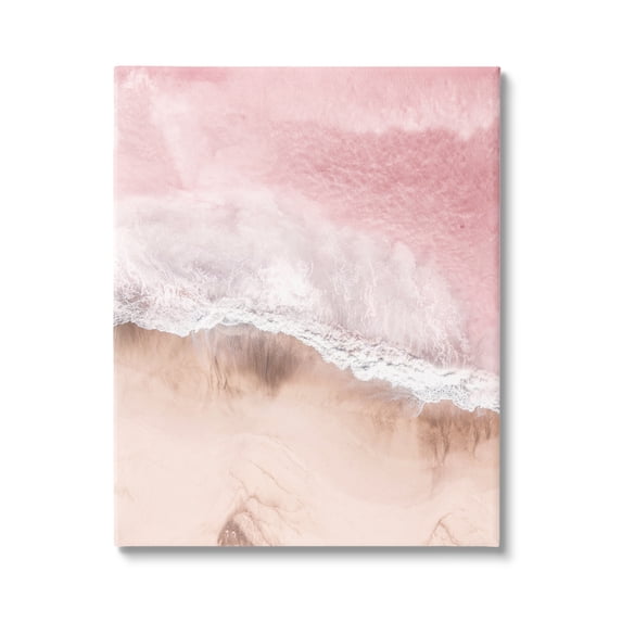 Stupell Industries Pink Sea Beach Shore Nature Photography Gallery Wrapped Canvas Print Wall Art, 30 x 40