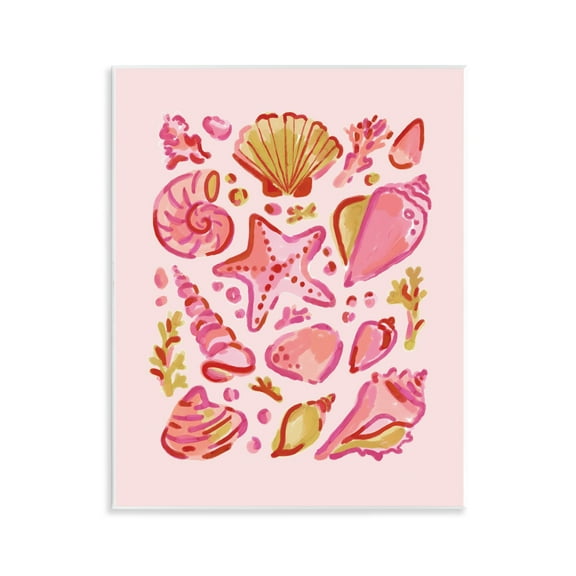 Stupell Industries Pink Sea Life Collection Nautical & Beach Painting Unframed Art Print Wall Art, 11 x 14