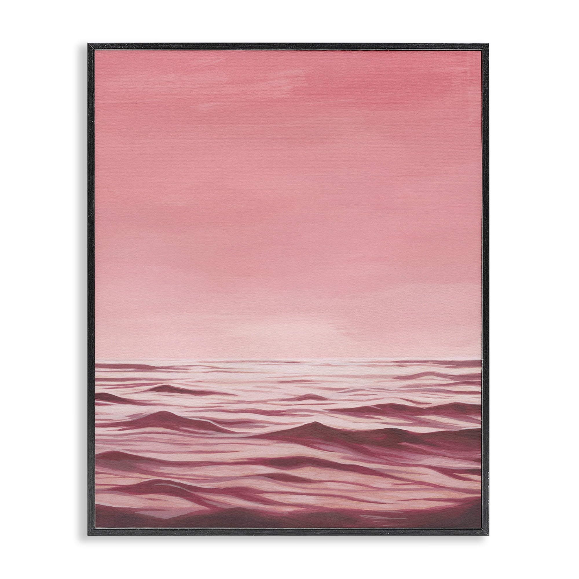 Stupell Industries Pink Sea Waves Coastal Painting Black Framed Art Print Wall Art, 16 x 20