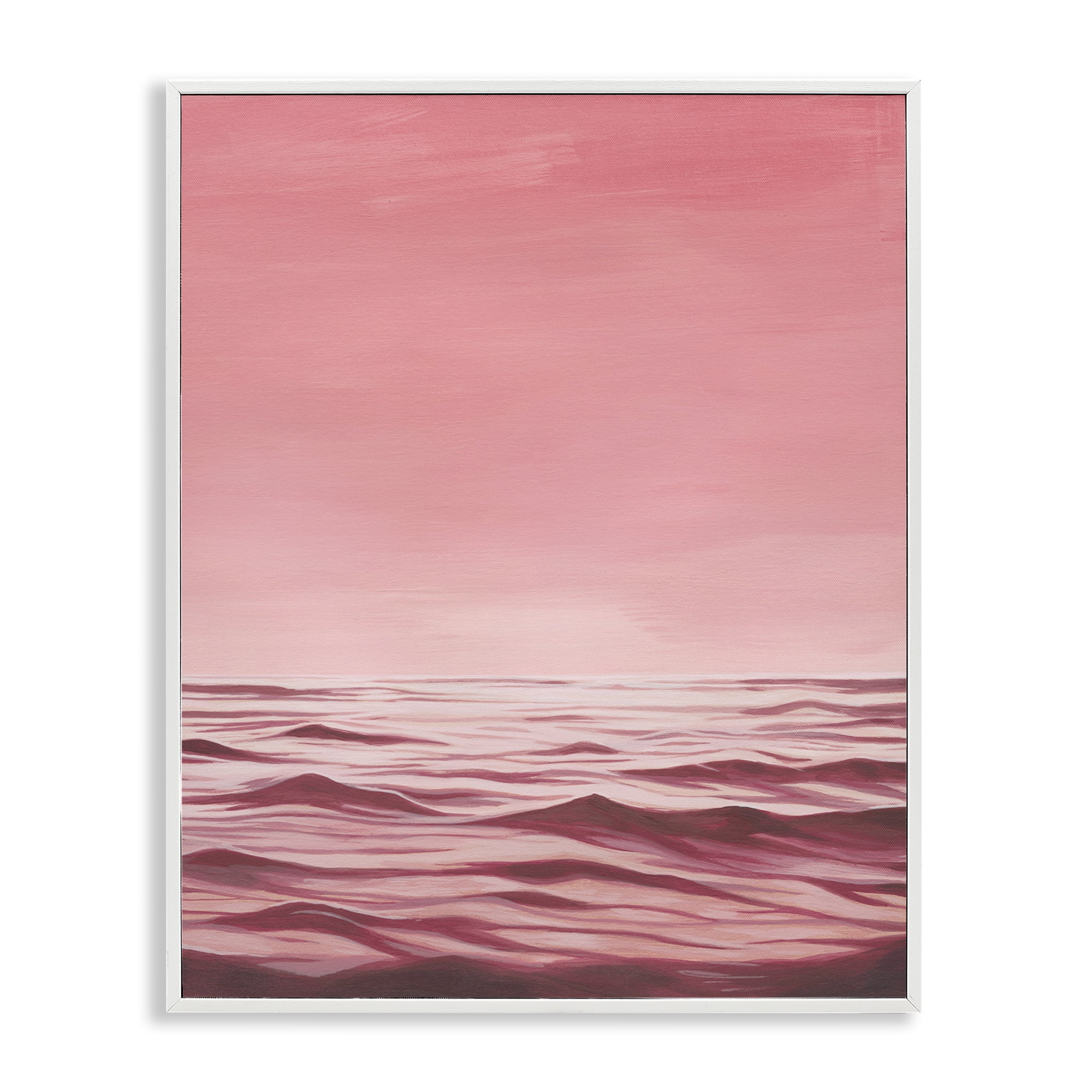 Stupell Industries Pink Sea Waves Coastal Painting White Framed Art Print Wall Art, 11 x 14