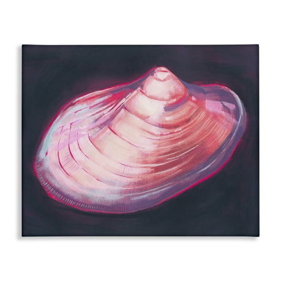 Stupell Industries Pink Seashell on Black Animals & Insects Painting Gallery Wrapped Canvas Art Print Wall Art, 20 x 16
