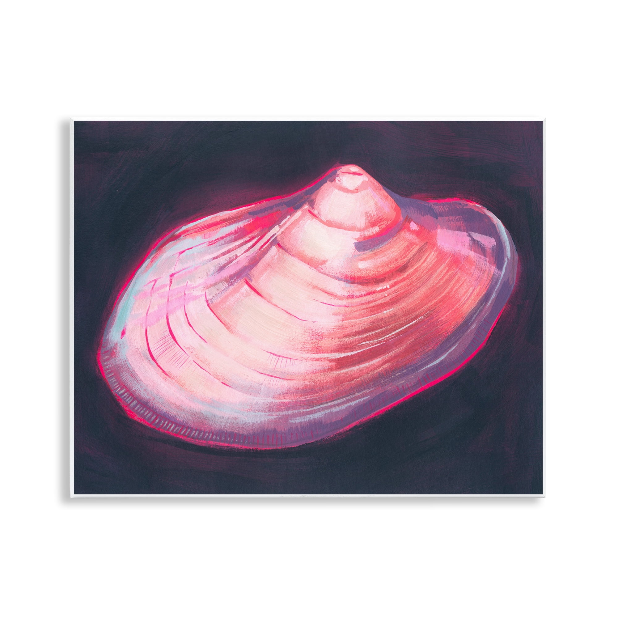 Stupell Industries Pink Seashell on Black Animals & Insects Painting Unframed Art Print Wall Art, 14 x 11