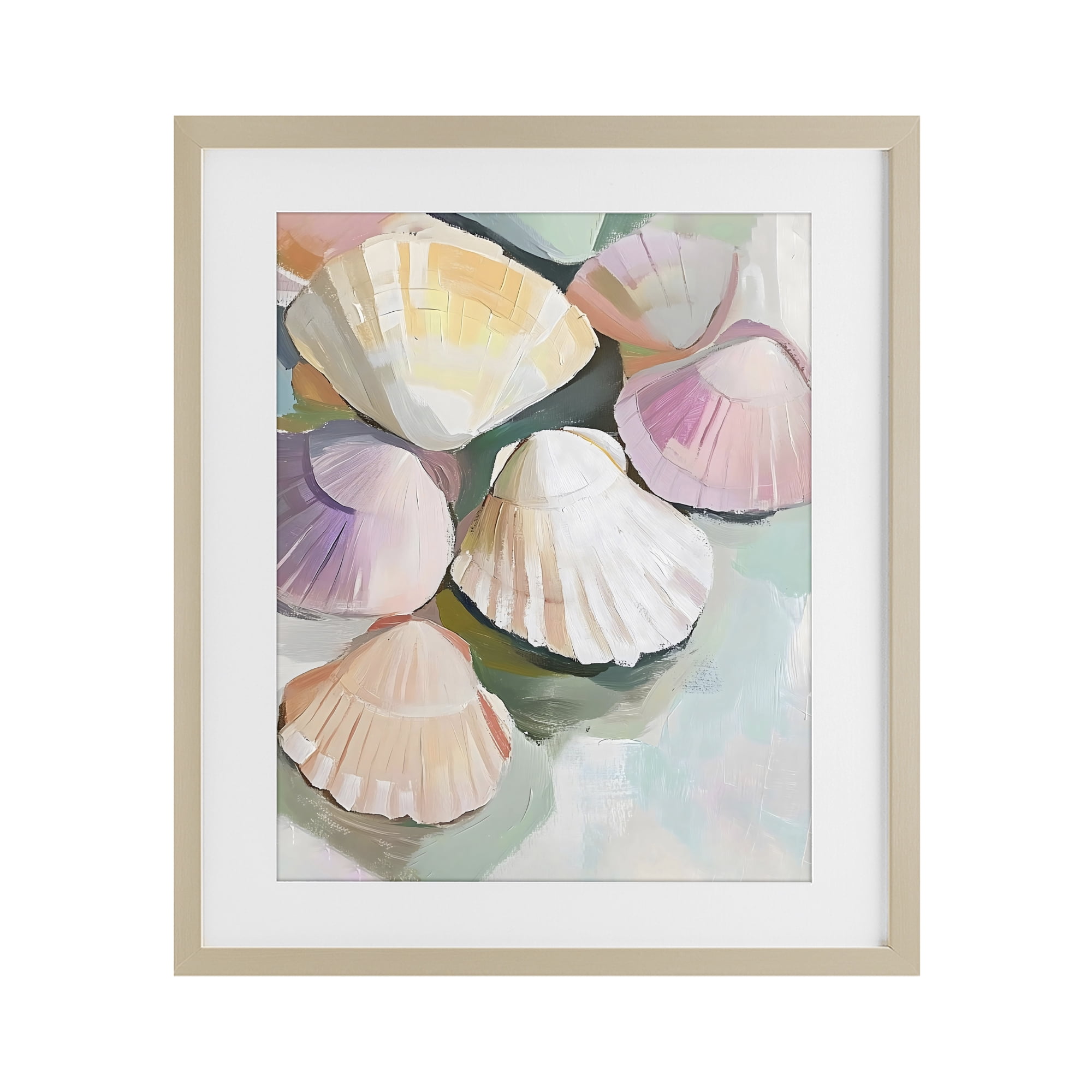 Stupell Industries Pink Seashells Marine Collection Birch Framed Print Under Glass, design by The Prints Vibe