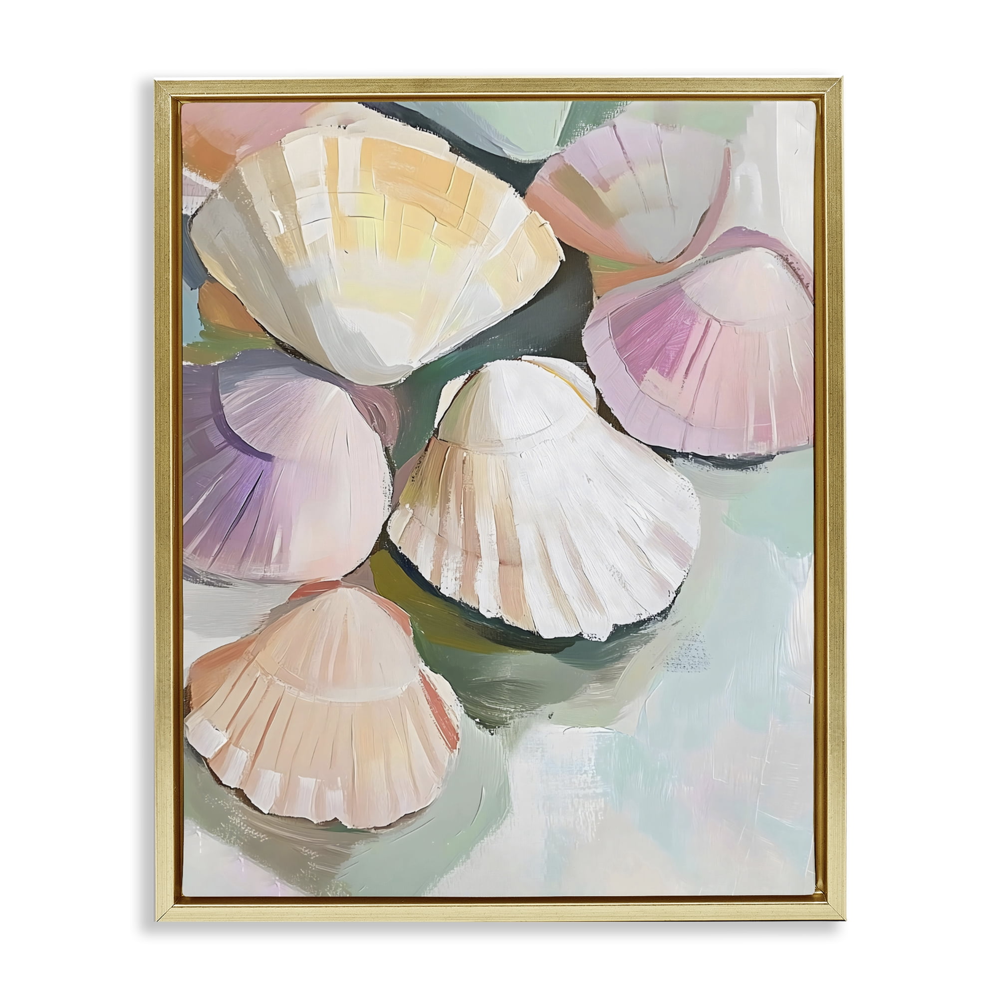 Stupell Industries Pink Seashells Marine Collection Gold Framed Floater Canvas Wall Art, design by The Prints Vibe