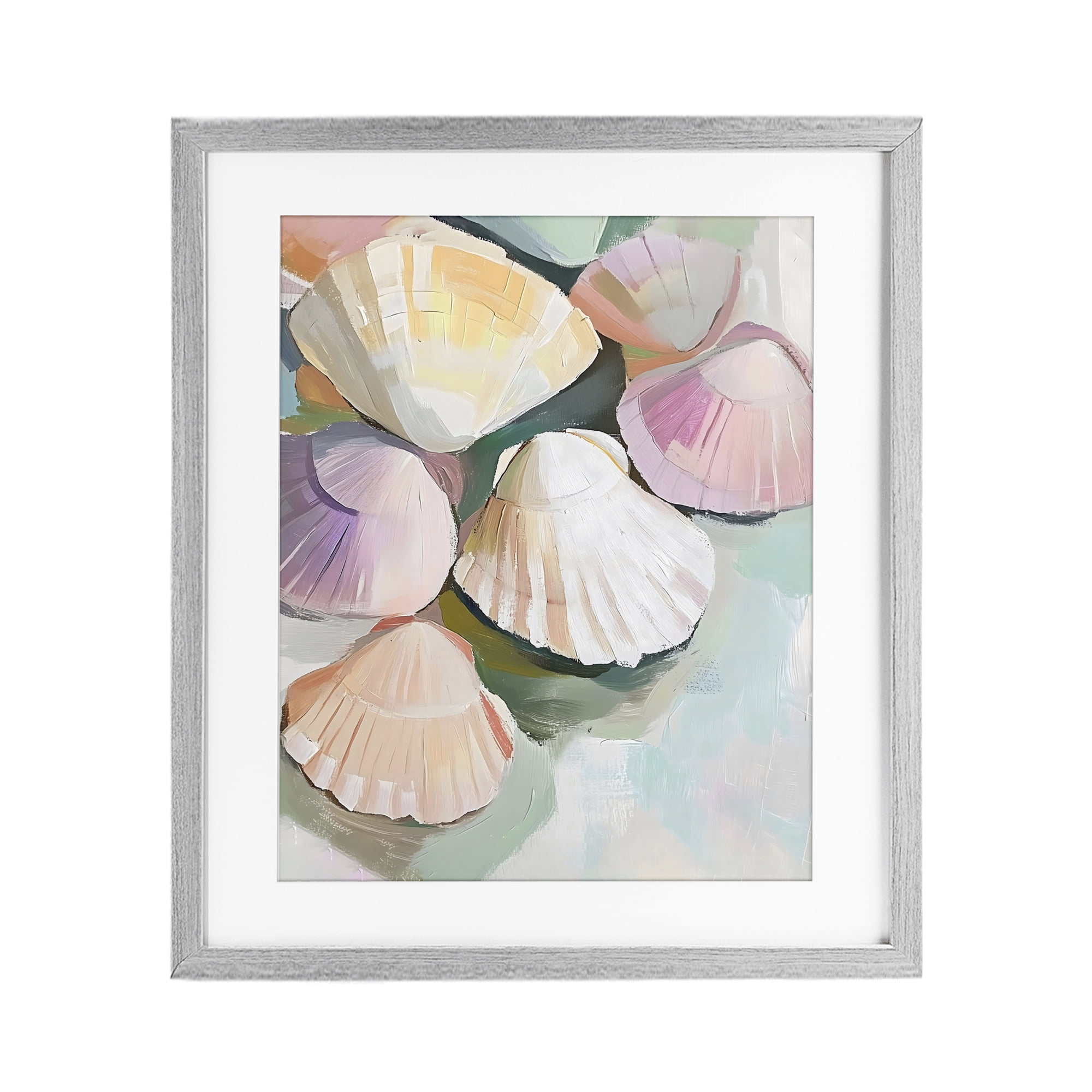 Stupell Industries Pink Seashells Marine Collection Gray Framed Print Under Glass, design by The Prints Vibe