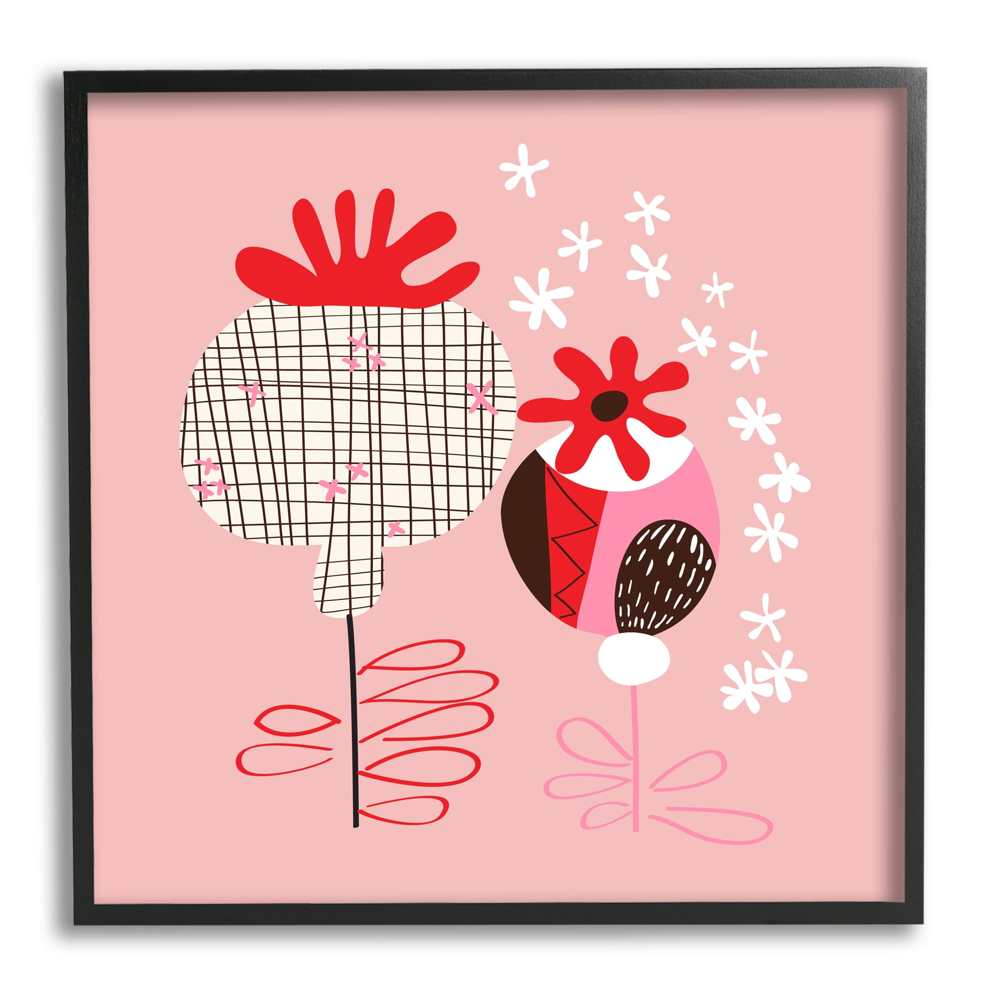 Stupell Industries Pink Seed Pods Botanical & Floral Painting Black Framed Art Print Wall Art, 17 x 17