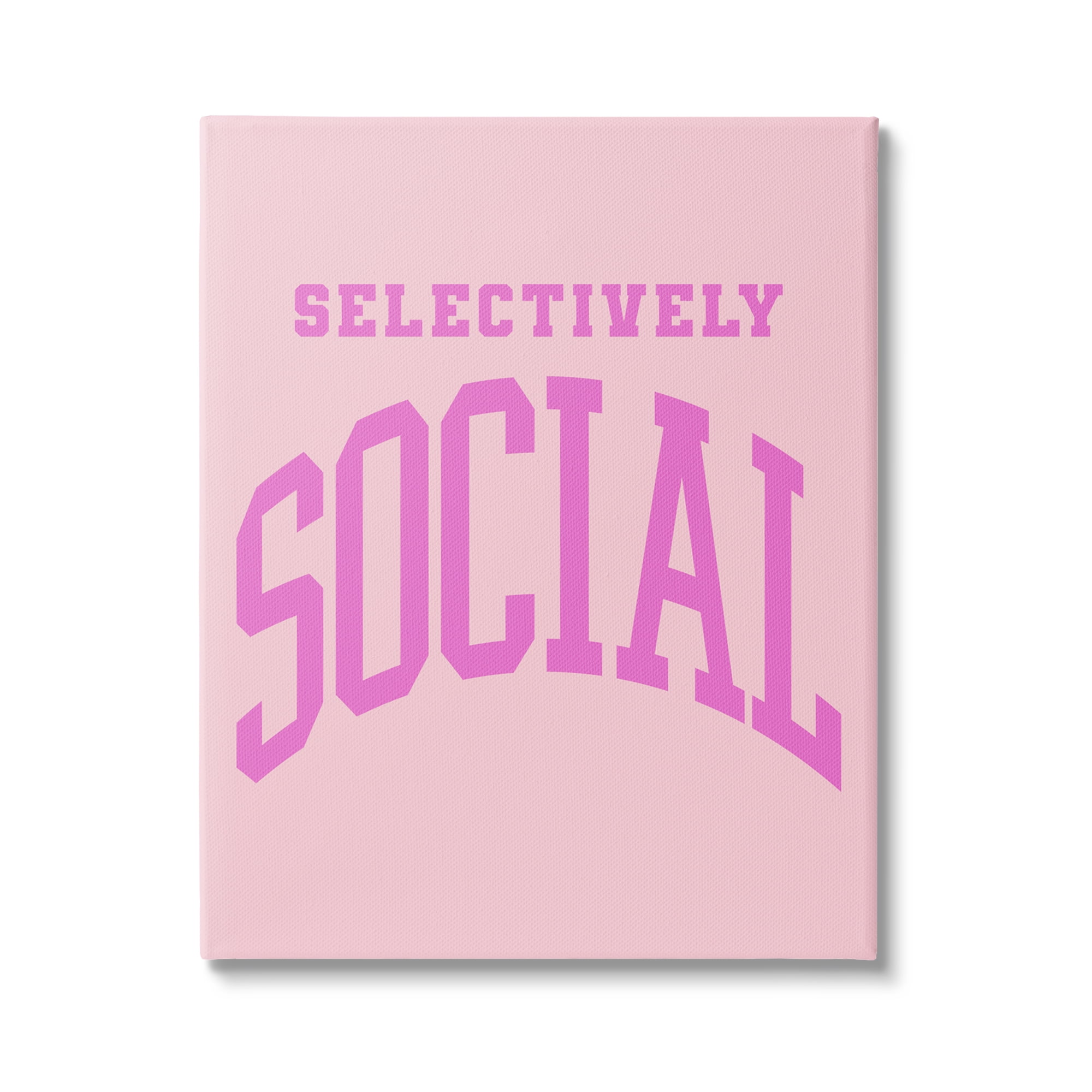 Stupell Industries Pink Selectively Social Phrase Typography Painting Gallery Wrapped Canvas Art Print Wall Art, 24 x 30