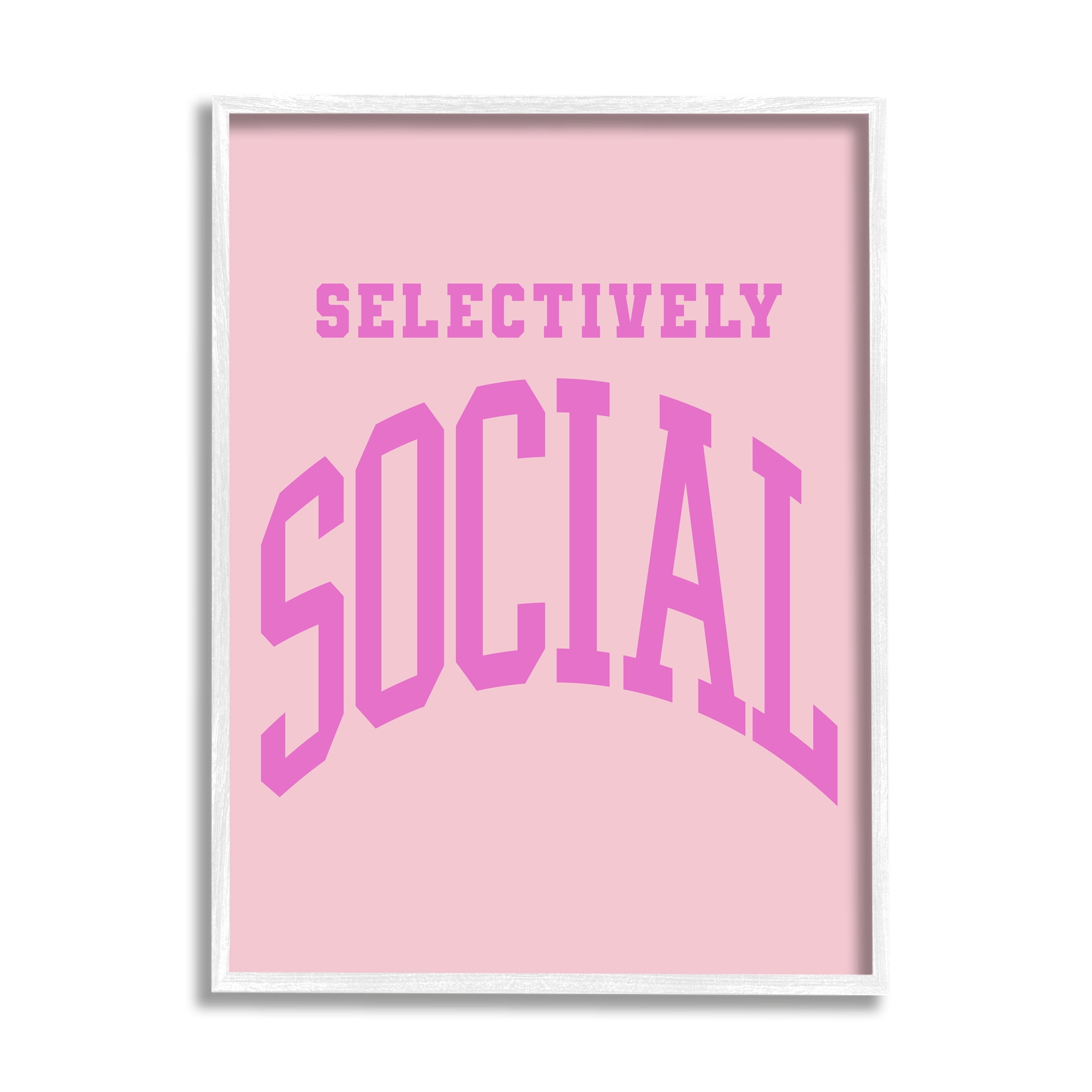 Stupell Industries Pink Selectively Social Phrase Typography Painting White Framed Art Print Wall Art, 11 x 14
