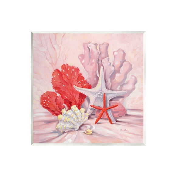 Stupell Industries Pink Shells Coral Still Life Painting Unframed Art Print Wall Art, Design by Paul Brent
