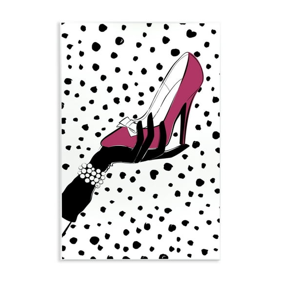 Stupell Industries Pink Shoe with Dots Beauty & Fashion Painting Unframed Art Print Wall Art, 10 x 15